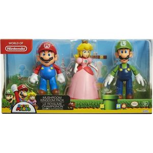 Jakks Pacific - 64511-4L - Set van 3 Super Mario Mushroom Kingdom speelfiguren - Mario, Luigi, Peach