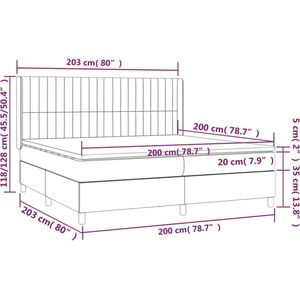 vidaXL Boxspring met matras stof donkerbruin 200x200 cm