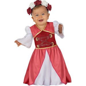 Funidelia | Middeleeuws prinsessenkostuum met bloemen voor baby - Middeleeuwse, Middeleeuwen, Prinsessen, Koningin - Kostuum voor baby Accessoire verkleedkleding en rekwisieten voor Halloween, carnaval & feesten - Maat 81 - 92 cm - Bordeaux rood