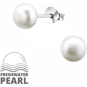 Montebello Oorbellen Pearl 6 - 925 Zilver E-Coating - Parel - ∅6mm