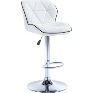 Vente-unique Set van 2 barkrukken CALVIN - Kunstleer - In hoogte verstelbaar - Wit L 45 cm x H 109 cm x D 51 cm