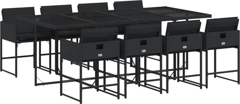 vidaXL - 9-delige - Tuinset - poly - rattan - zwart