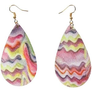 Jomide Oorhangers Regenboog Glitter - Roze/Geel