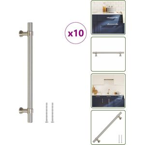 vidaXL Handvatten 10 stuks - 160 mm RVS Zilverkleurig - Vintage Meubelgrepen voor Kasten en Lades - Meubelhandgrepen - Vintage Handgrepen - Roestvaststalen Handgrepen - Zilverkleurige Handgrepen - Keukenhandgrepen