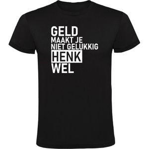 Geld maakt je niet gelukkig Henk wel Heren T-shirt - geluk- gelukkig - humor - grappig