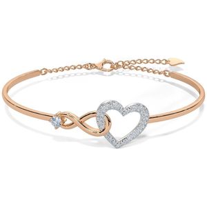 Malinsi Armband Dames - Infinity in Hart - Zirkonia steentjes - Armbandje - Rosegoudkleurig Armbandjes Messing - Verjaardag - Cadeau voor haar - vrouw