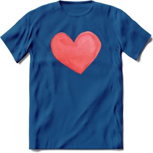 Valentijn Pastel waterverf Hart T-Shirt | Grappig Valentijnsdag Cadeautje voor Hem en Haar | Dames - Heren - Unisex | Kleding Cadeau | - Donker Blauw - XXL