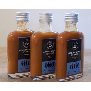 Carolina Reaper Hot Sauce 3 Pack (2,2 miljoen Scoville) - Kleinschalig & Handgemaakt, Glutenvrij, Natuurlijk, Vegan - Hete Scherpe Saus met Chili Peper - Saus Met Pit - 3 x 100ml