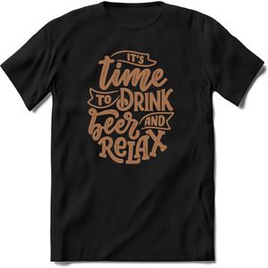 Its time to drink beer and relax | Feest kado T-Shirt heren - dames | Bruin | Perfect drank cadeau shirt |Grappige bier spreuken - zinnen - teksten