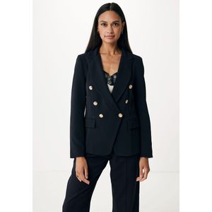 Double Breasted Blazer With Pockets Dames - Zwart - Maat 36
