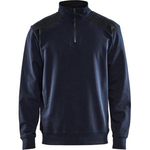 Blåkläder Sweatshirt Bi-color Halve Rits 33531158 Donker Marineblauw/Zwart - Maat M