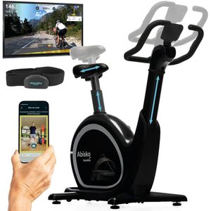 Skandika Abisko Ergometer – Hometrainer – Wereldprimeur - Premium EMS weerstand, slimme hometrainer app controle, automatische stuur- en zadelverstelling, 36 weerstandsniveaus, bluetooth, computer display – 106 x 57.5 x 123 cm (LxBxH) - zwart