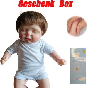49CM Reborn Baby Soft Body Peaches-pop met 3D-huid, meerdere lagen schilderen met carpale Hiar Touch-pop