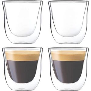 Dubbelwandige latte macchiato-glazen, koffieglas, theeglazen - mokkakopjes , Koffiekopjes , espressokopjes - kopjes - Cappuccino kopjes 4*80ml