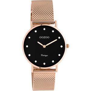 OOZOO Vintage series - rosé goudkleurige horloge met rosé goudkleurige metalen mesh armband - C20244 - Ø32