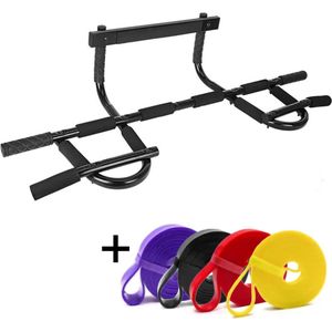 Pull Up Bar voor deurpost, Optrekstang, Pullup bar, Chin up Bar, Pull up station, GRATIS EXTRA'S: Weerstandsbanden, krachttraining, Push up grips, Dip bars, Dip Station, Parallettes, Buikspieren trainer, Home workout, Thuis gym, Thuis Sporten