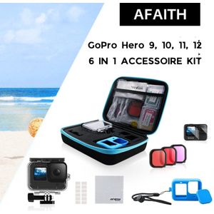 GoPro Hero 9, 10 , 11, 12 – Actioncam – Accessoire set – 6 in 1 – Camera behuizing – Waterdicht –Filters – Beschermhoes – Opbergkoffer – duiken en snorkelen