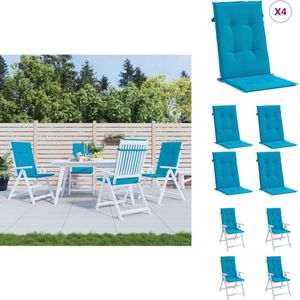 vidaXL Kussen - Kussens - Zitkussen - Stoelkussen - Tuinstoelkussens 4 st hoge rug 120x50x3 cm stof blauw