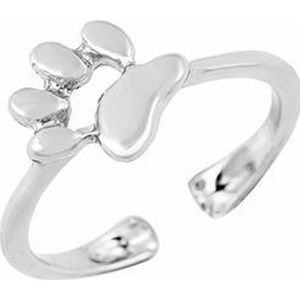 24/7 Jewelry Collection Pootje Ring Verstelbaar - Verstelbare Ring - Zilverkleurig