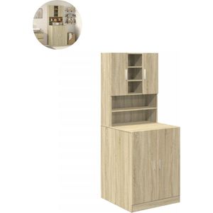 Wasmachine ombouw - Kast - Opbouwmeubel - Verhoger - Wasmachine meubel - Opbergkast - Hout - Sonoma Eiken