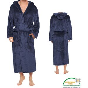 Sorprese Soft - Badjas - Maat S/M - Jeans Blauw - Ultra Zacht en Warm - Microvezel - Badjas Heren - Badjas Dames - Sauna - Cadeau - Oeko-Tex Standard 100