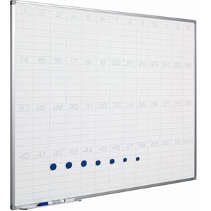 Whiteboard PRO - Geëmailleerd staal - Weekplanner - Maandplanner - Jaarplanner - Magnetisch - Wit - 60x90cm