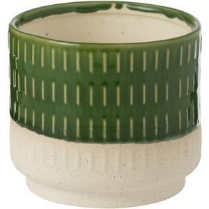 J-Line bloempot Reya - porselein - wit/groen - Ø 15 cm