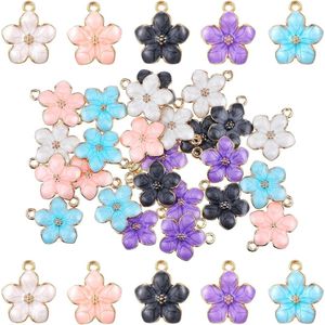 5 Stijlvolle Emaille Bloemen Hangers - 30 Stuks