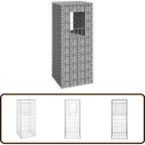 vidaXL Schanskorf Paal 40x40x100 cm - Zilver Schanskorf Paal - Gabion Mand - Tuindecoratie - Sierlijke Hekwerk - Metalen Schutting
