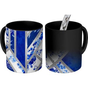 Magische Mok - Foto op Warmte Mokken - Koffiemok - Design - Delfts blauw - Luxe - Magic Mok - Beker - 350 ML - Theemok