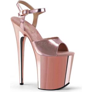 Pleaser - FLAMINGO-809 Sandaal met enkelband, Paaldans schoenen - Paaldans schoenen - 36 Shoes - Roze/Goudkleurig
