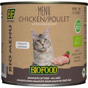 Biofood Organic - Biologisch Kattenvoer Natvoer - Kip Cranberry- 12 x 200 gr NL-BIO-01