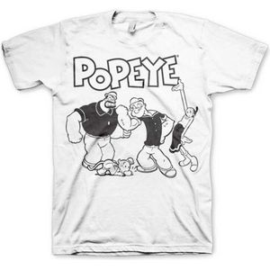 Popeye Heren Tshirt -XL- Group Wit