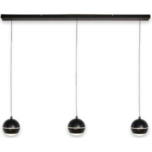 Moderne hanglamp Bilia | 3 lichts | eettafellamp | zwart / goud | metaal / kunststof | Ø 12 cm bol | 100 cm lang | eetkamer lamp | modern / sfeervol design