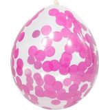 4x stuks transparante ballonnen roze confetti snippers 30 cm - meisjes geboorte feestartikelen/versiering