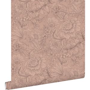 ESTAhome behang bloemmotief terracotta roze - 0.53 x 10.05 m - 139794