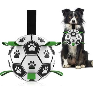 nteractief hondenspeelgoed, voetbal, met grijplussen, duurzame hondenballen voor kleine en middelgrote rassen, waterspeelgoed, geschikt voor binnen en buiten