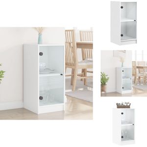 vidaXL Bijzetkast - Bijzetkastje - Bijzetkast - Accenttafel - Bijzetkast met glazen deuren 35x37x75,5 cm wit