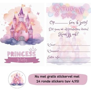 Uitnodiging kinderfeestje - Kinderfeest - Uitnodigingen - Verjaardag - Feest - Eigen design en print - Wenskaart - Prinsessen - 20 stuks - A6