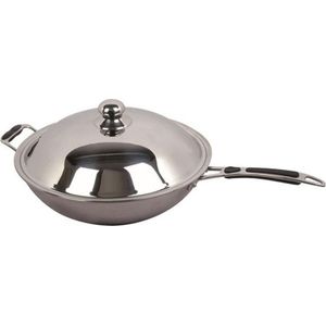 Wokpan - 62 cm - Bolle Onderkant Voor Inductie - Combisteel 7020.0140 - Horeca & Professioneel