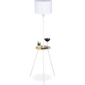 Relaxdays vloerlamp met tafel - staande lamp - schemerlamp E27 fitting - sta lamp - wit
