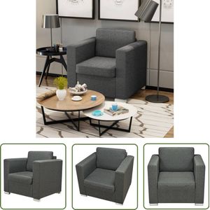 The Living Store Fauteuil stof donkergrijs - Fauteuil - Donkere Grijze Fauteuil - Comfortabele Fauteuil - Lounge Fauteuil - Salontafel