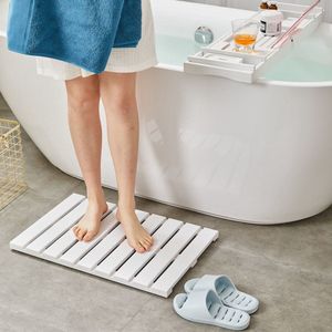 Badmat - Bamboe - Douchemat antislip - Voor in douche of bad - Houten - Douchemat - Badkamer mat - Saunamat - Wit