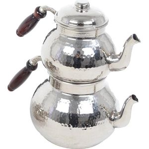 Traditionele Turkse theepot koper (0,75-1,5 liter) - caydanlik zilver