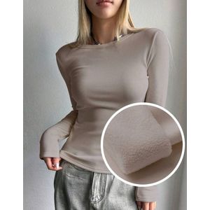 Thermoshirt dames - Thermo t-shirt - Beige - M - Valt klein