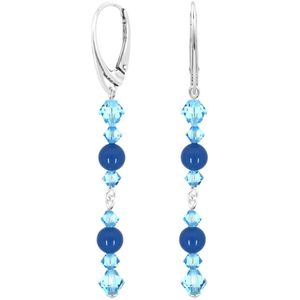 ARLIZI 2357 Oorbellen parel Swarovski kristal blauw - sterling zilver - 6,5 cm