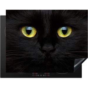 KitchenYeah® Inductie beschermer 80x55 cm - Kat - Zwart - Dieren - Katten - Kookplaataccessoires - Afdekplaat voor kookplaat - Inductiebeschermer - Inductiemat - Inductieplaat mat - Keuken decoratie
