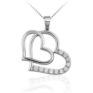 Juwelier Emo - Zilveren Ketting met hanger - Hart Ketting Zilver - 01108 - LENGTE 45 CM
