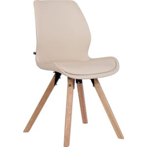 In And OutdoorMatch stoel Jeff - Cr�ème - Eetkamerstoel - Kunstleer en beukenhout - Hoogwaardige bekleding - Decoratieve stoel - Stijlvolle eetkamerstoel - Moderne look