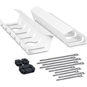 Kabelgoot voor eenvoudige montage onder tafel - set van 2, wit - inclusief klittenband kabelbinders